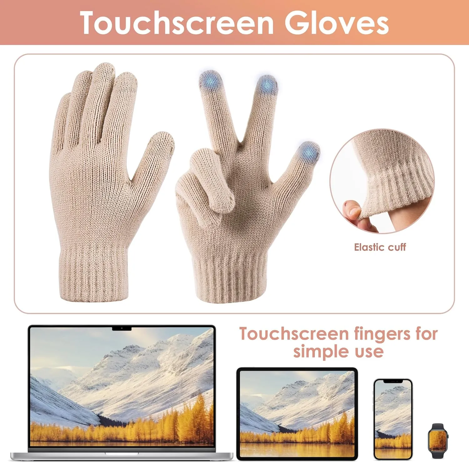 Winter Beanie Hat Gloves Set for Women Fleece Lined PomPom Hat Touchscreen Gloves