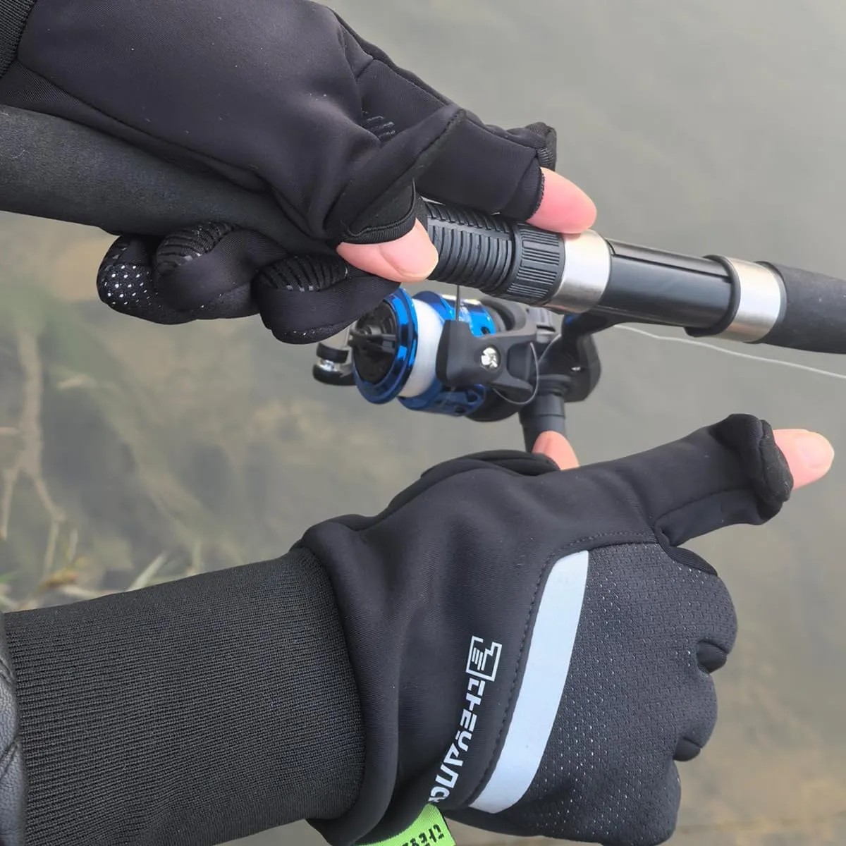 Winter Fishing Gloves for Men & Women, Windproof Cold Weather Touchscreen Fingerless Cycling Gloves for Photography Hunting Ski