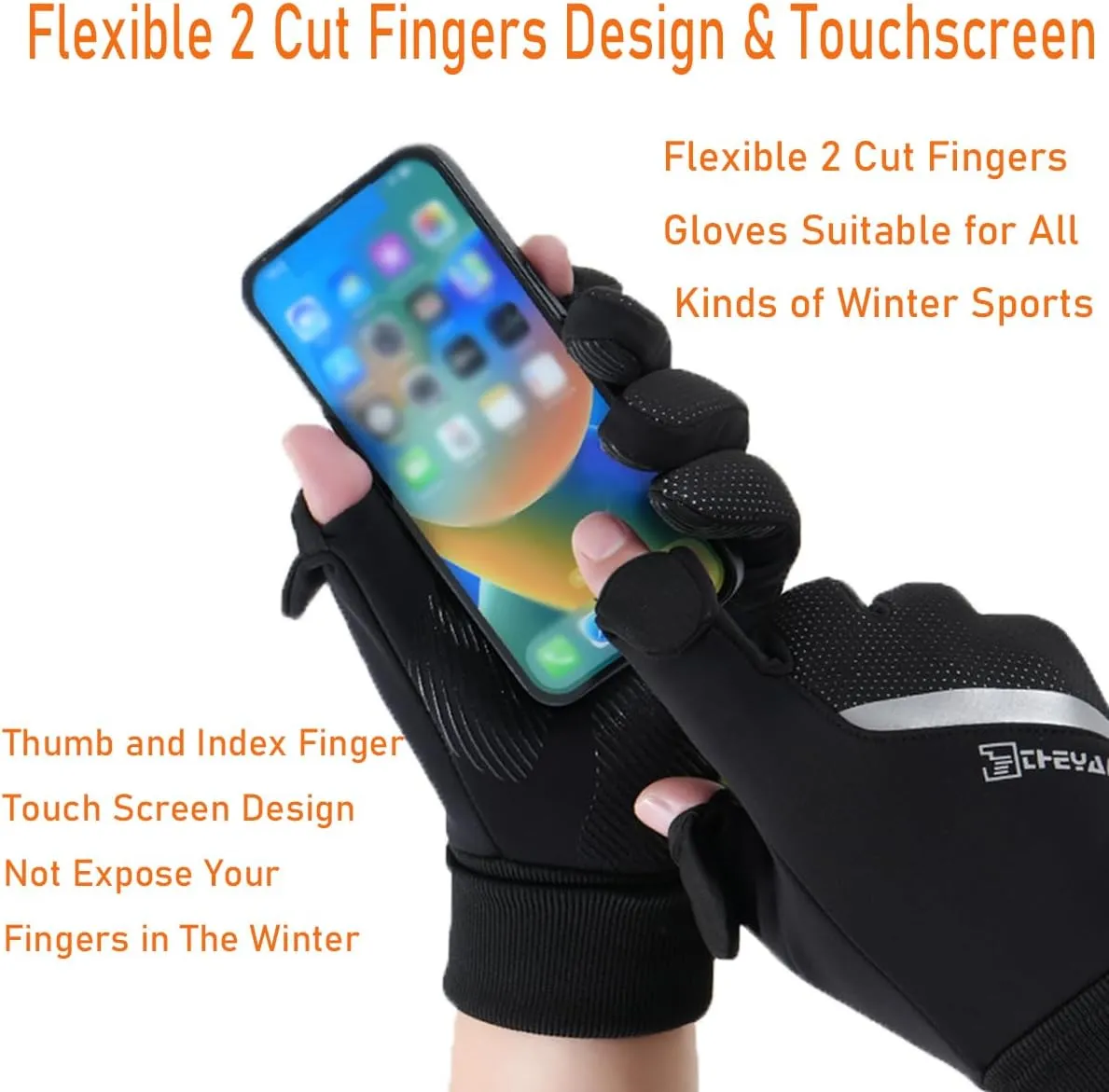 Winter Fishing Gloves for Men & Women, Windproof Cold Weather Touchscreen Fingerless Cycling Gloves for Photography Hunting Ski