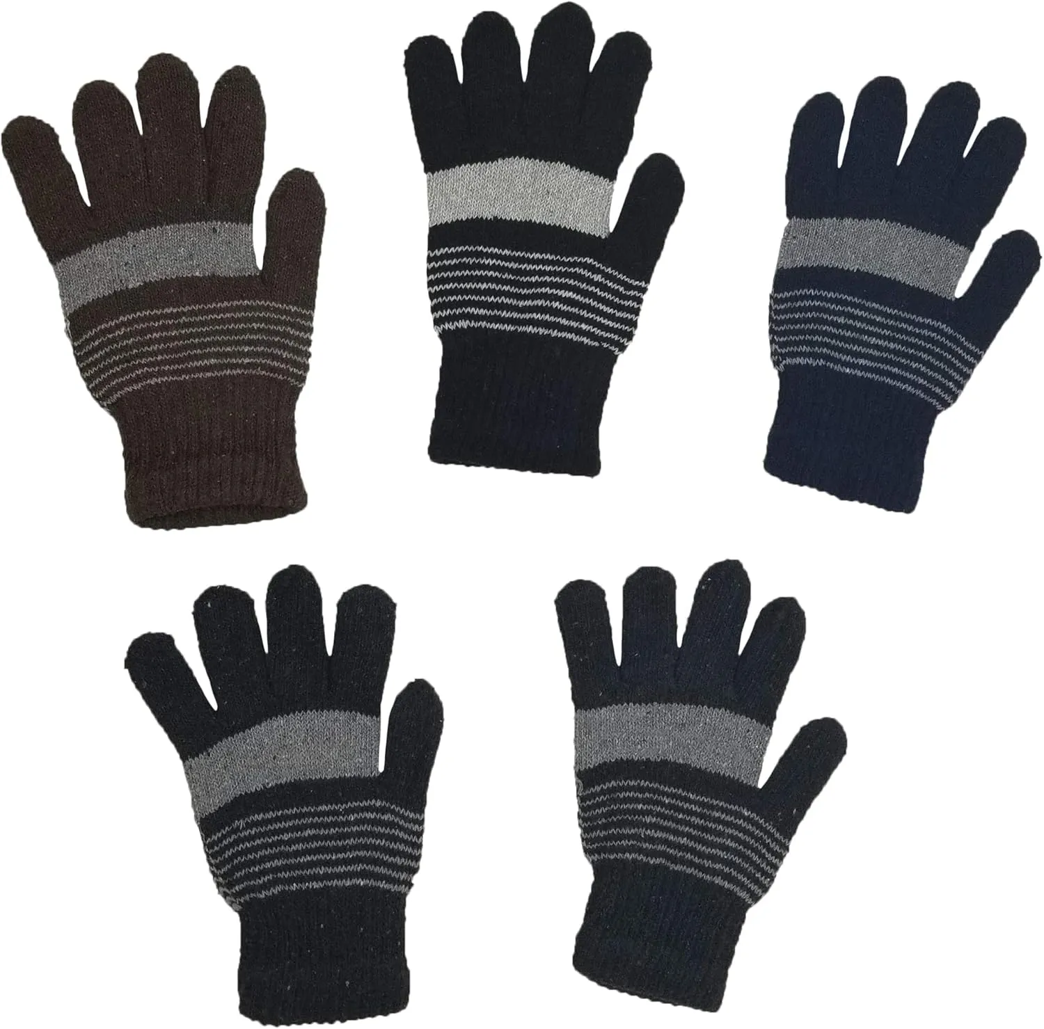 Winter Magic Gloves, 12 Pairs Stretchy Warm Knit Bulk Pack Mens Womens