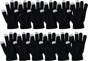 Winter Magic Gloves, 12 Pairs Stretchy Warm Knit Bulk Pack Mens Womens