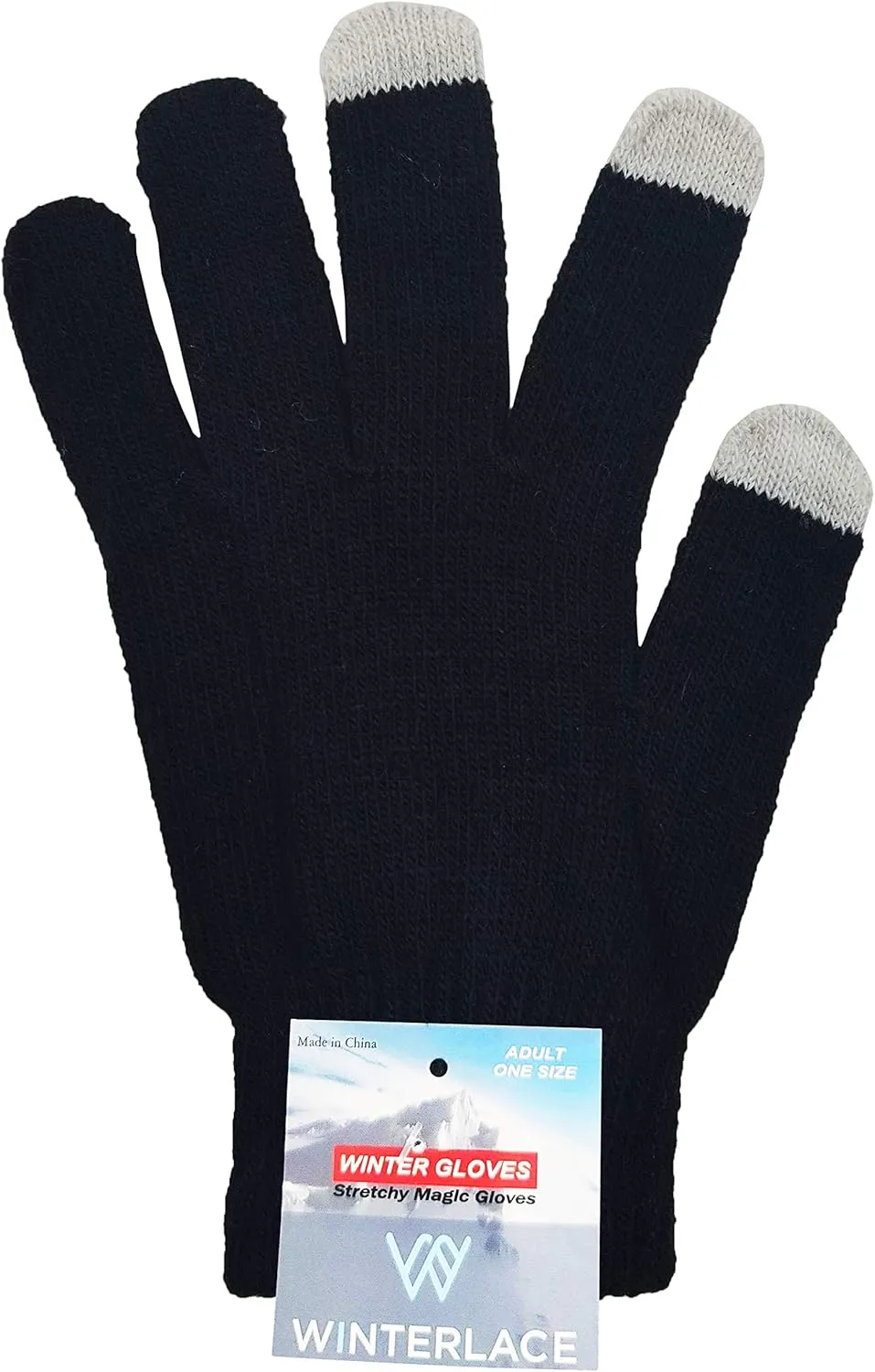Winter Magic Gloves, 12 Pairs Stretchy Warm Knit Bulk Pack Mens Womens
