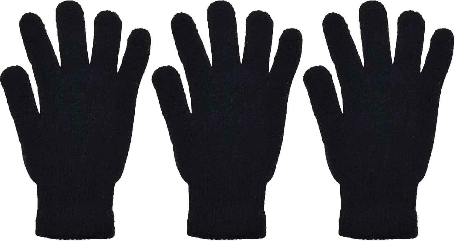Winter Magic Gloves, 12 Pairs Stretchy Warm Knit Bulk Pack Mens Womens