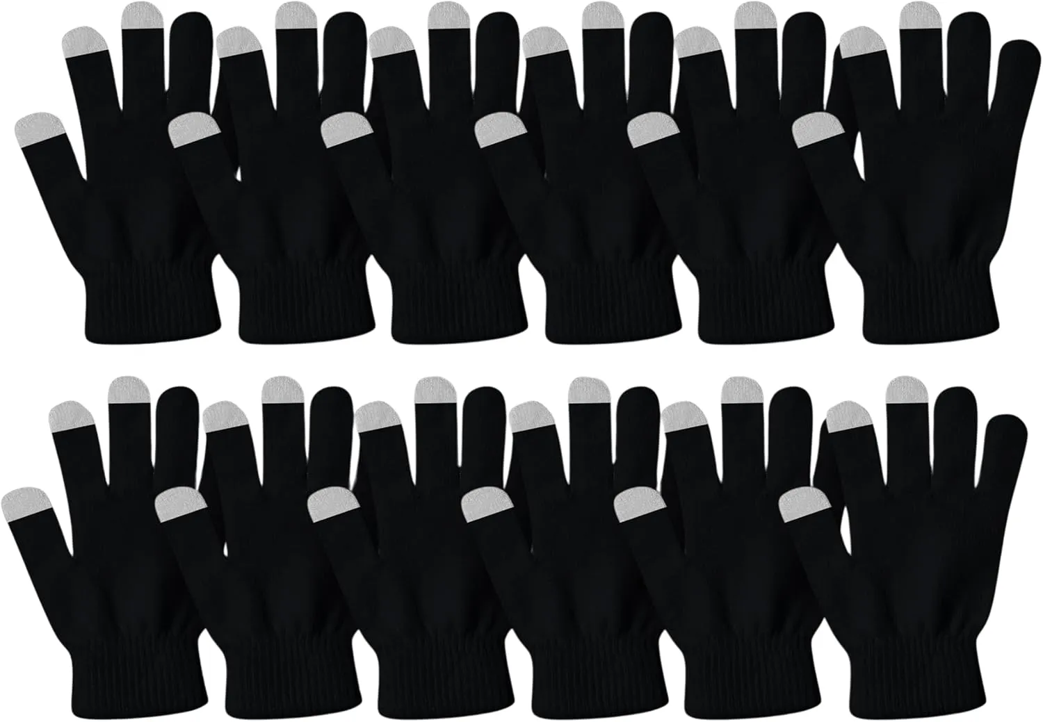 Winter Magic Gloves, 12 Pairs Stretchy Warm Knit Bulk Pack Mens Womens