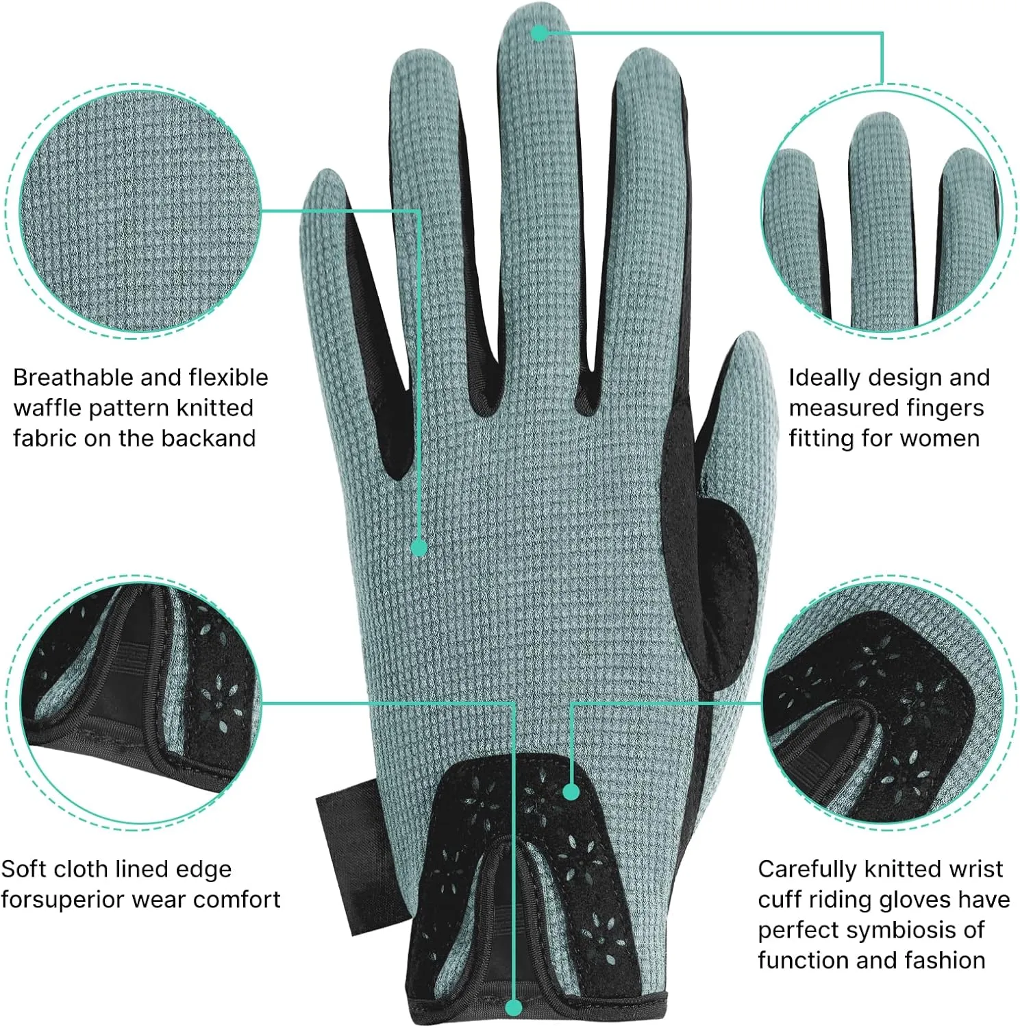 Women Horse Riding Gloves Winter Equestrian Horseback Gloves Lady Youth Girl Outdoor Star Pattern Mitts Perfect for Biking Cycling Gardening