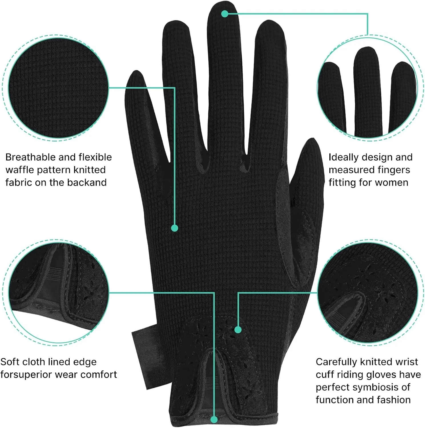 Women Horse Riding Gloves Winter Equestrian Horseback Gloves Lady Youth Girl Outdoor Star Pattern Mitts Perfect for Biking Cycling Gardening