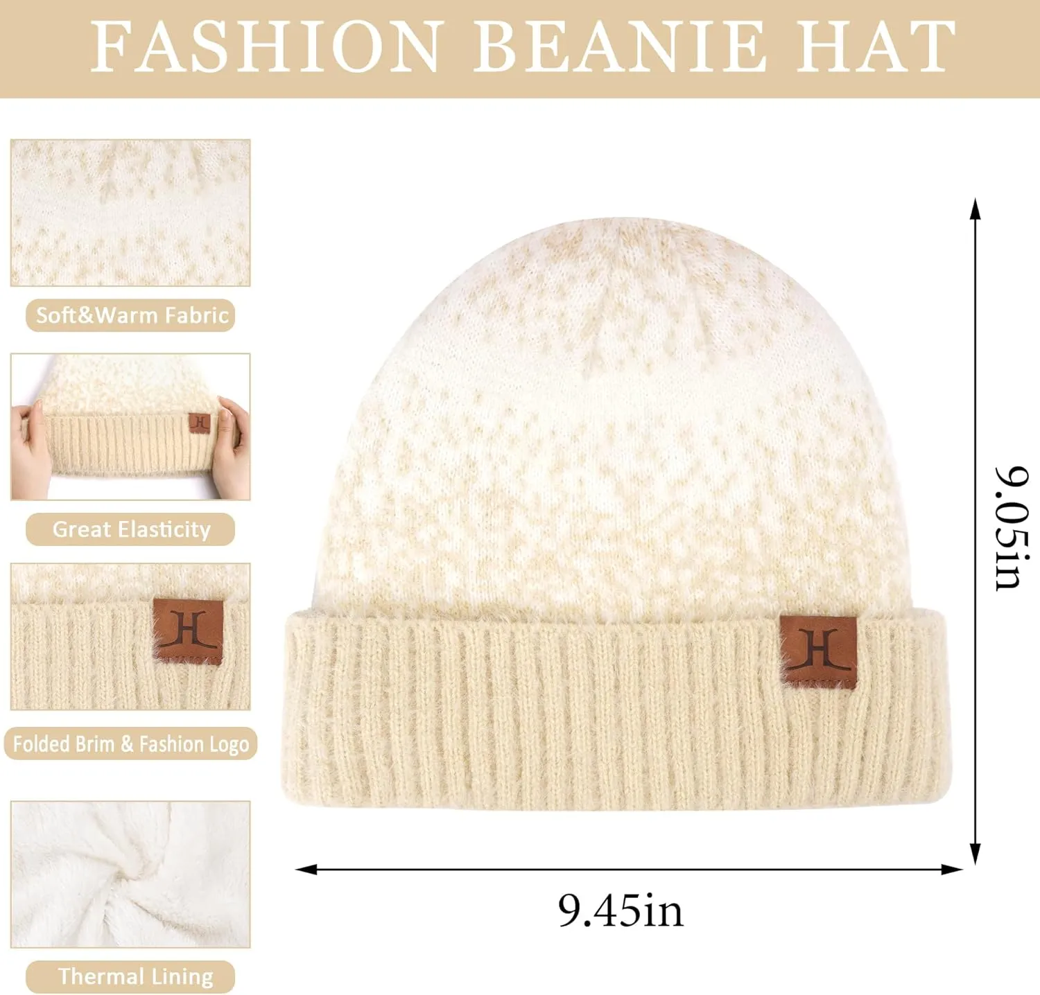 Womens Winter Knit Beanie Hats and Touchscreen Gloves Long Scarf Set with Warm Fleece Lined Skull Caps Scarves for Women