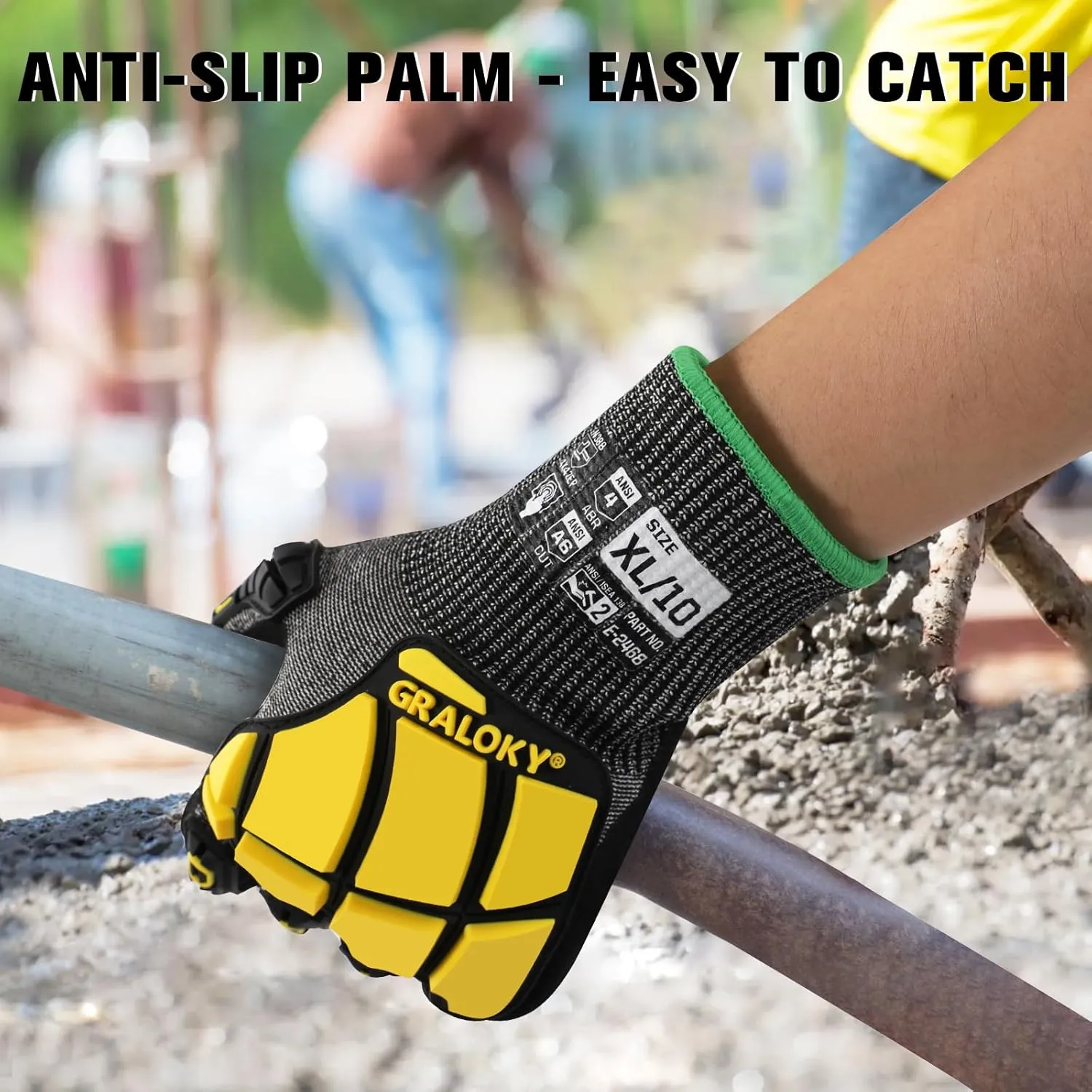 Work Gloves Men, ANSI A6 Cut Resistant Gloves, Impact Gloves for Men Women, Safety Work Gloves with TPR Protection, Nitrile Coated Heavy Duty Work Gloves, Touchscreen Mechanic Gloves, Large