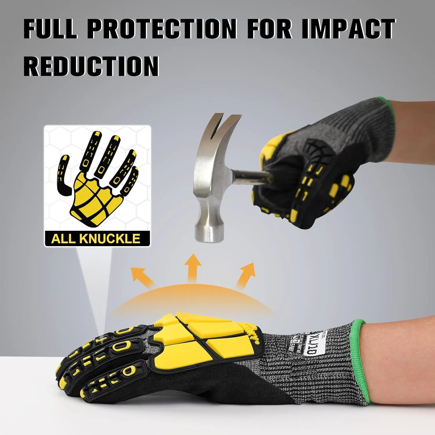 Work Gloves Men, ANSI A6 Cut Resistant Gloves, Impact Gloves for Men Women, Safety Work Gloves with TPR Protection, Nitrile Coated Heavy Duty Work Gloves, Touchscreen Mechanic Gloves, Large