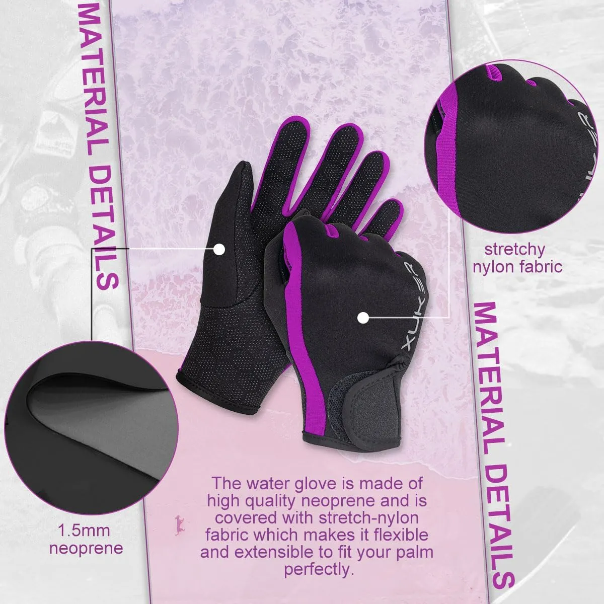 XUKER Neoprene Glove,Wetsuit Gloves 1.5mm & 2mm for Scuba Diving Snorkeling Paddling Surfing Kayaking Canoeing Spearfishing Skiing and Other Water Sports