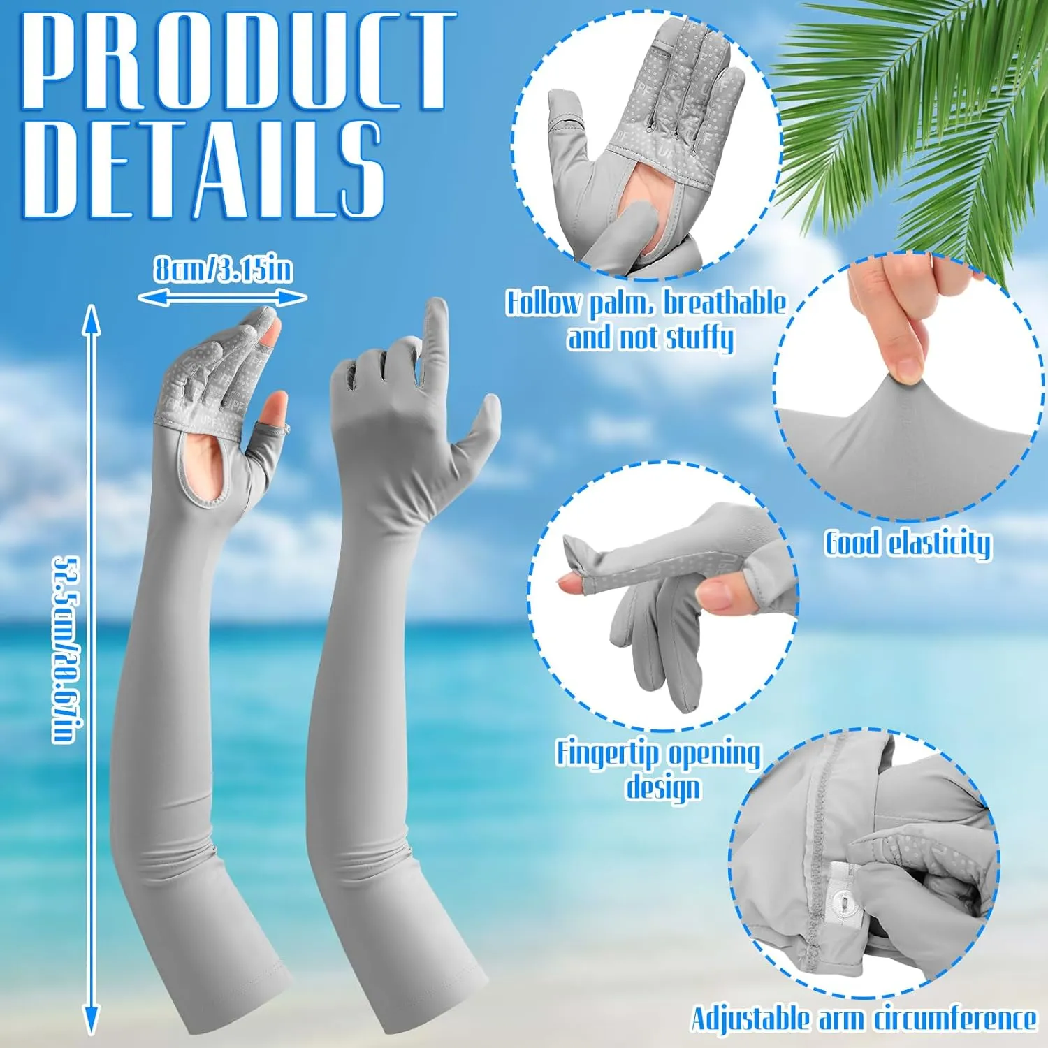 Yahenda 2 Pairs UV Long Sun Protection Driving Gloves UPF 50  Touchscreen Arm Adjustable Women Sunscreen Gloves for Outdoor