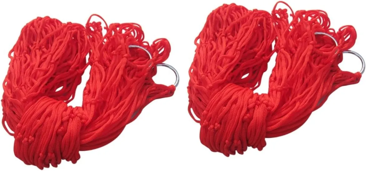 Yardwe 2pcs Outdoor Leisure Bed Nylon Hammock Durable Hanging Bed for Camping Hiking and Relaxing Portable and Breathable Design for and Travel Red
