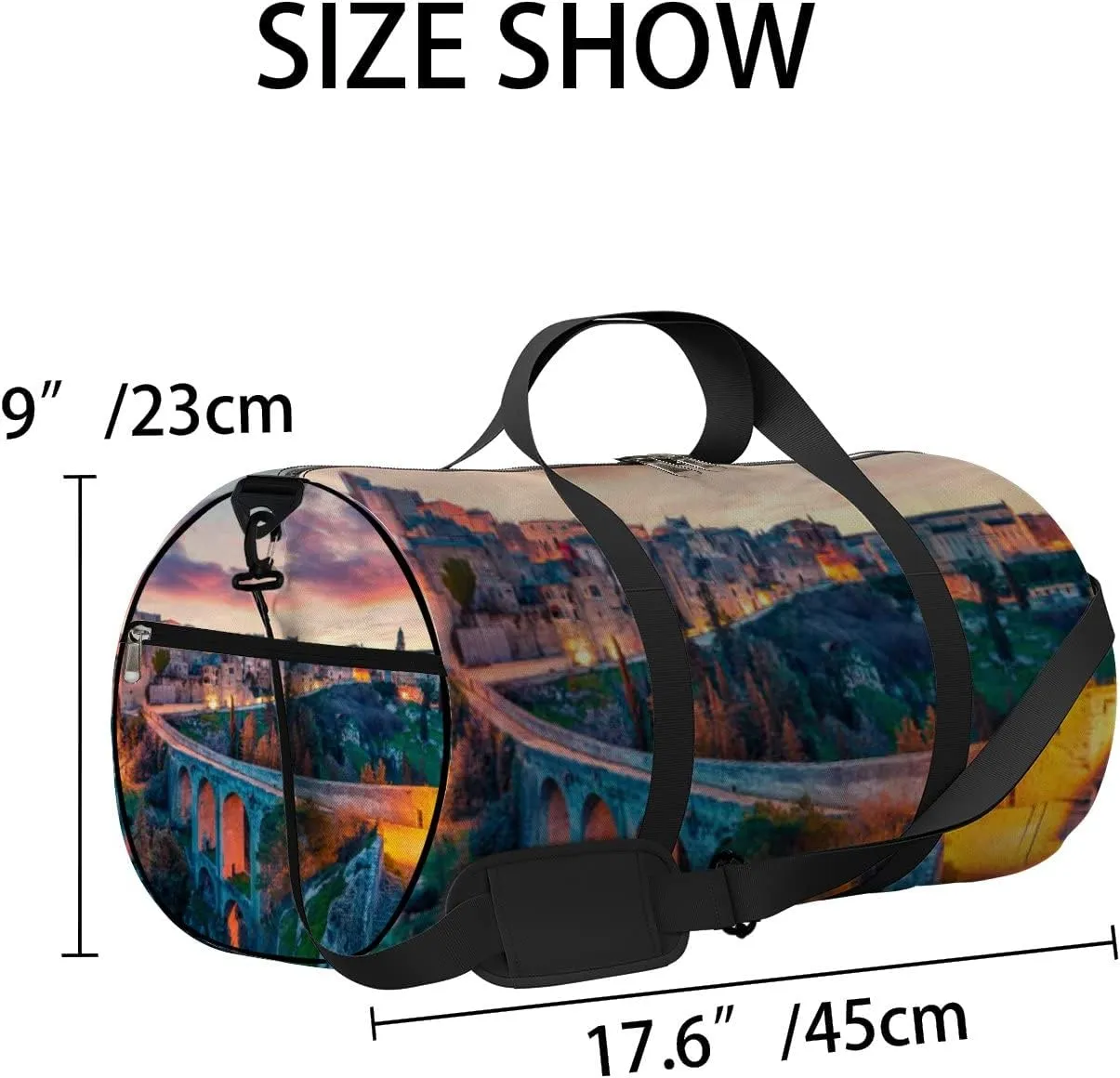 Yellow Incredible Spring Dawn On Puglia Sports Bag Tote Bag Waterproof Gym Bag with Shoulder Strap Zipper 2 Side Pockets for Men and Women, Travel and Storage Shoulder Bag.