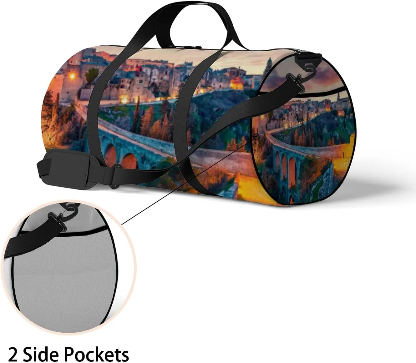 Yellow Incredible Spring Dawn On Puglia Sports Bag Tote Bag Waterproof Gym Bag with Shoulder Strap Zipper 2 Side Pockets for Men and Women, Travel and Storage Shoulder Bag.