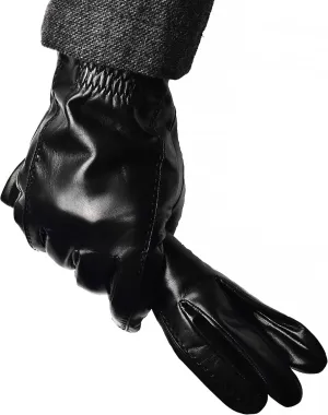 YISEVEN Men's Buttery-Soft Lambskin Winter Leather Gloves Wool Lined