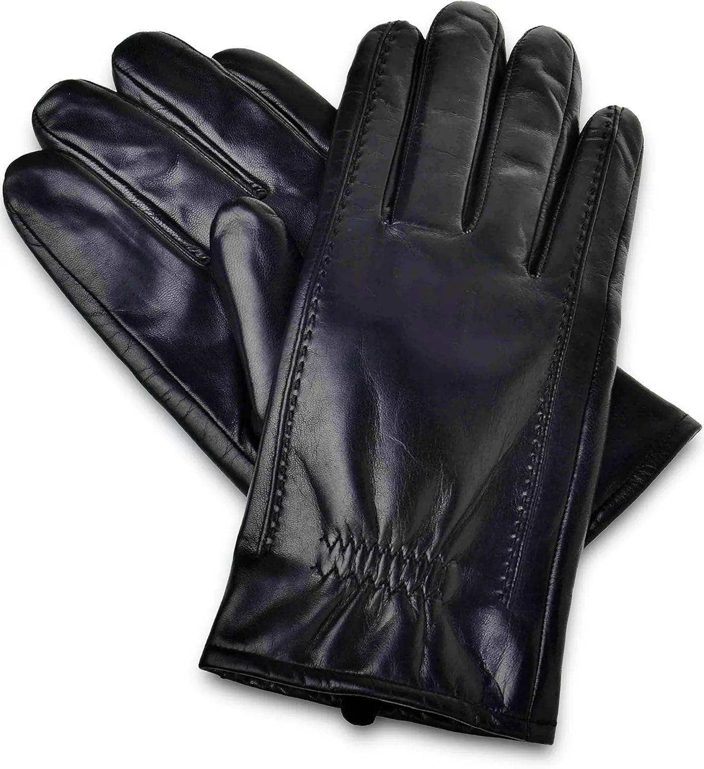 YISEVEN Men's Buttery-Soft Lambskin Winter Leather Gloves Wool Lined