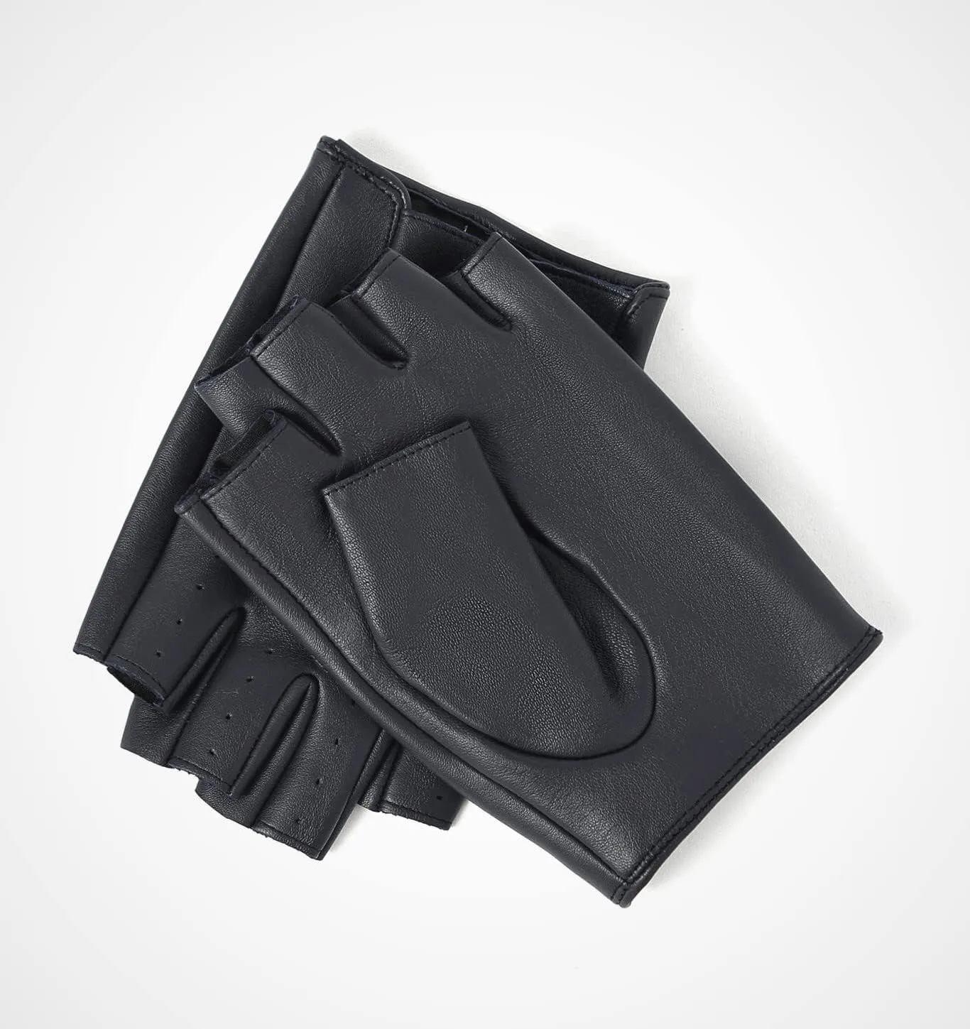 YISEVEN Men's Fingerless Lambskin Leather Gloves