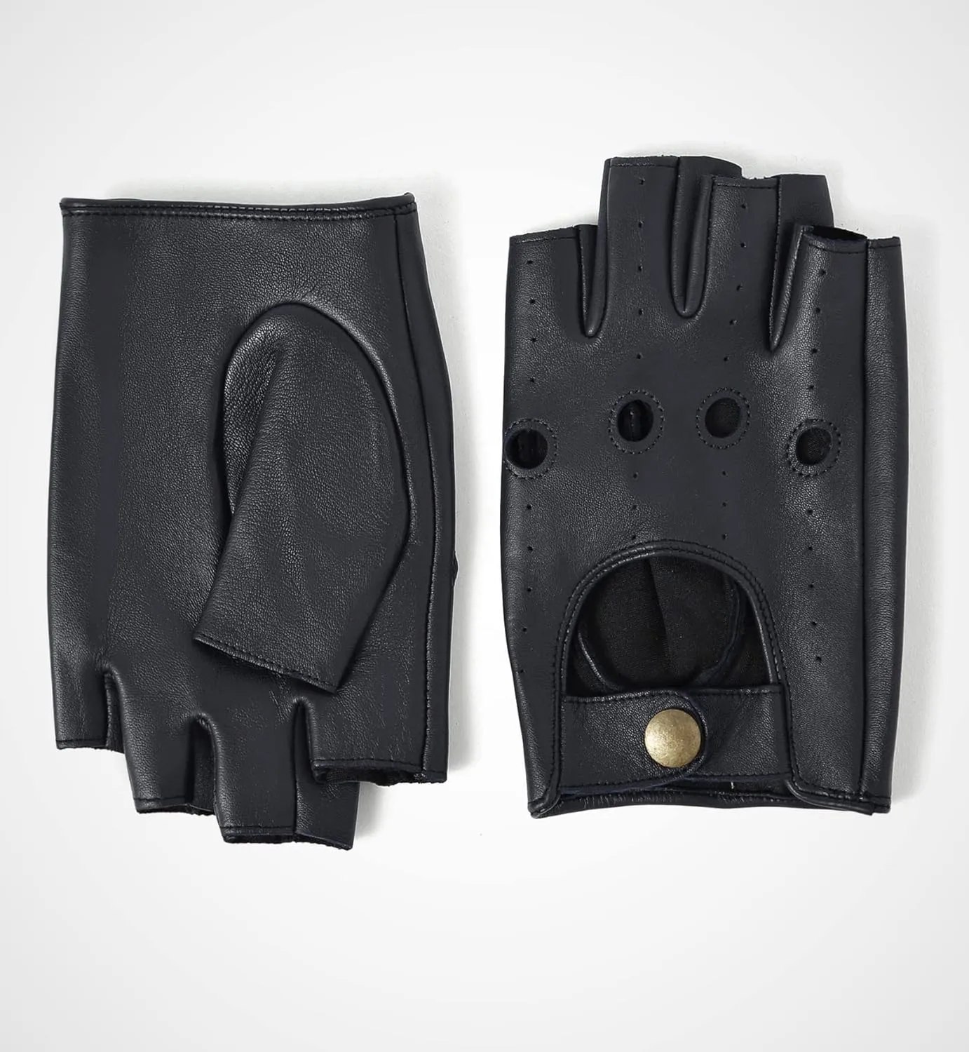 YISEVEN Men's Fingerless Lambskin Leather Gloves