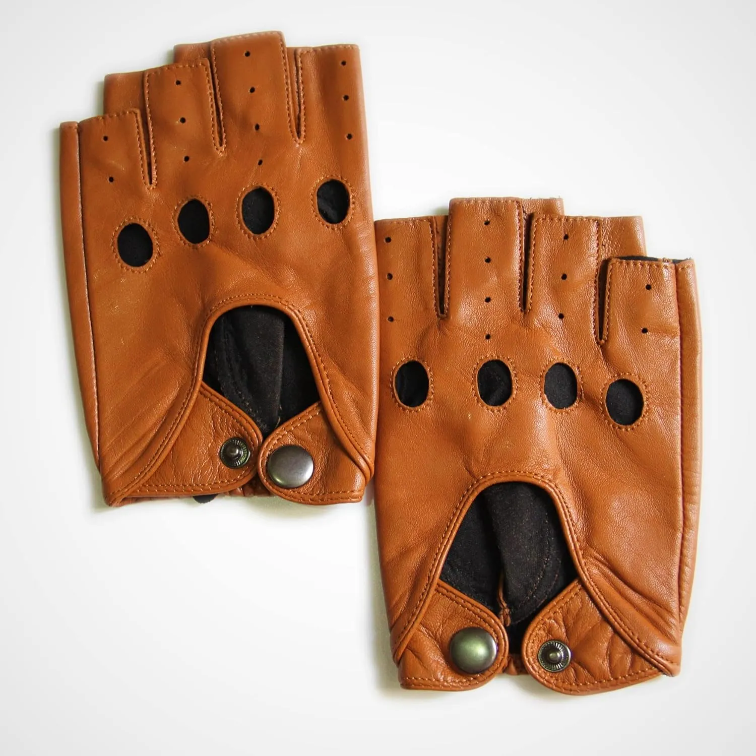 YISEVEN Men's Fingerless Lambskin Leather Gloves