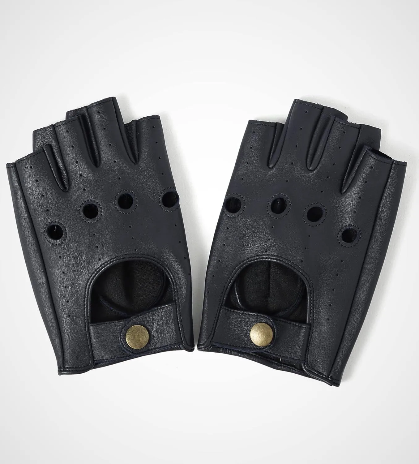 YISEVEN Men's Fingerless Lambskin Leather Gloves