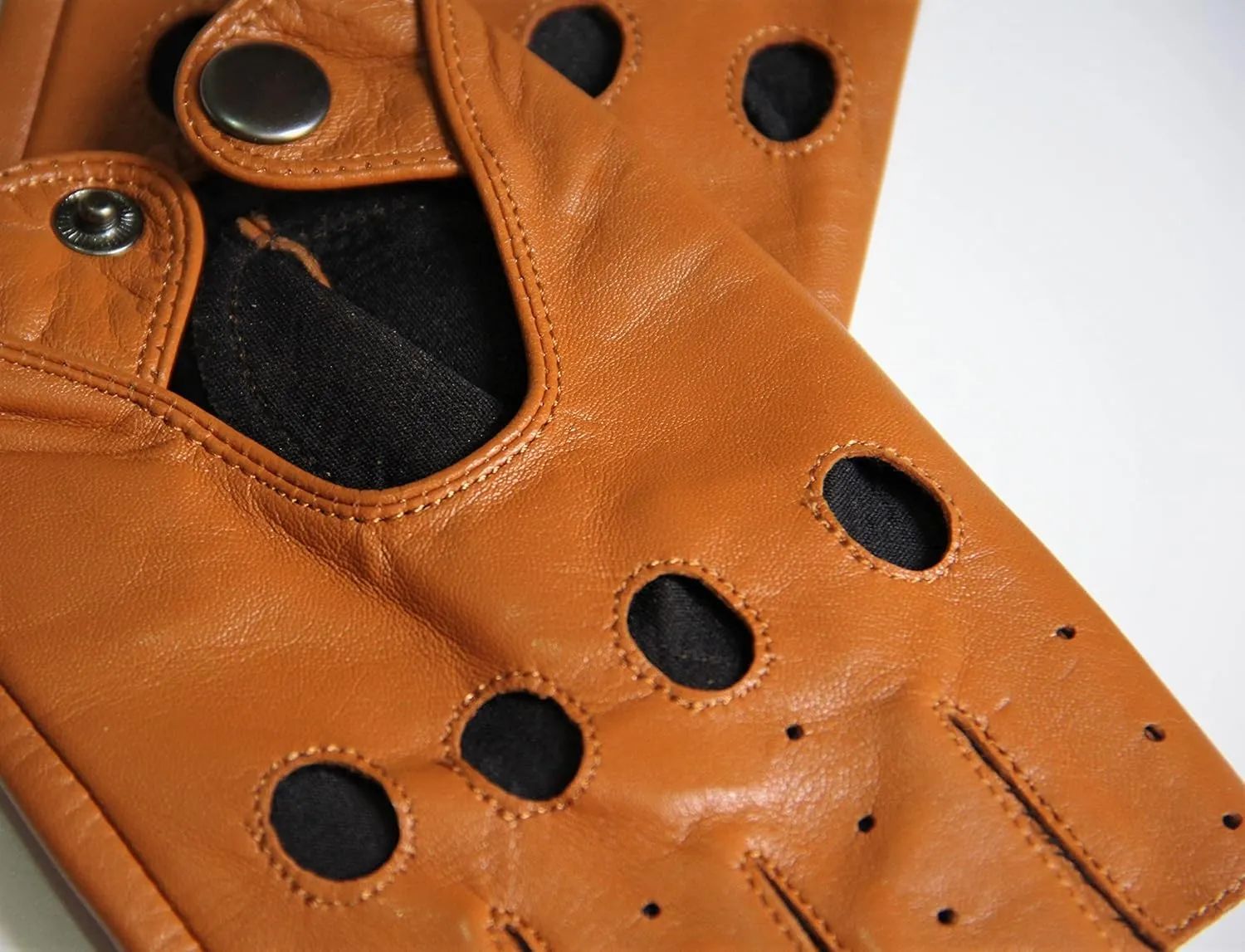 YISEVEN Men's Fingerless Lambskin Leather Gloves