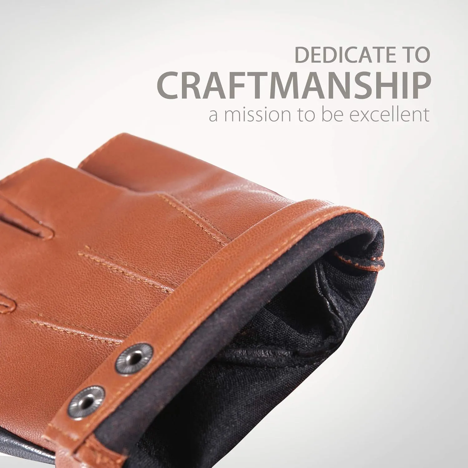 YISEVEN Men's Fingerless Lambskin Leather Gloves