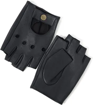 YISEVEN Men's Fingerless Lambskin Leather Gloves
