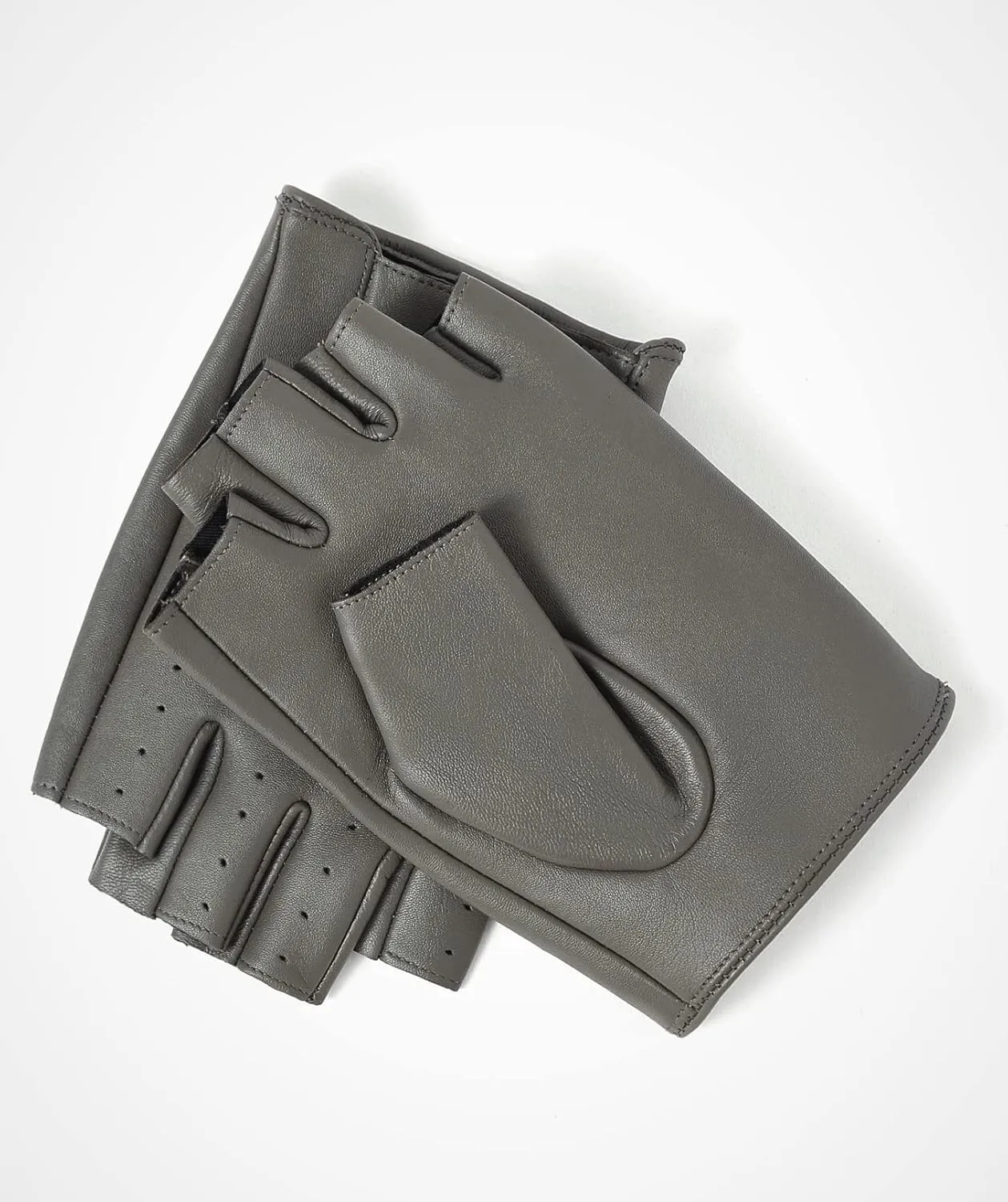 YISEVEN Men's Fingerless Lambskin Leather Gloves