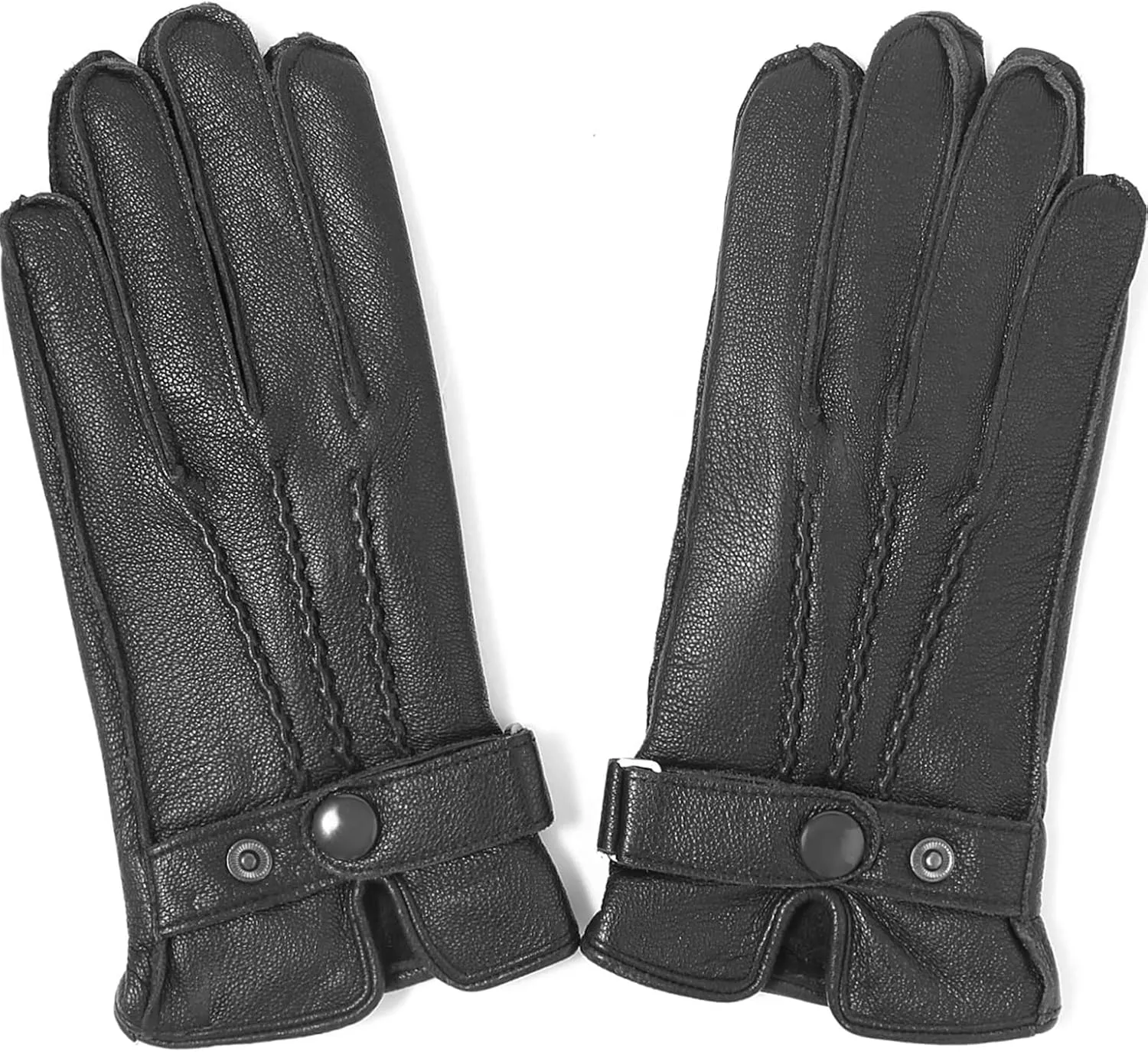 YISEVEN Winter Men's Warm Genuine Lambskin Leather Gloves Skin Tight with Button