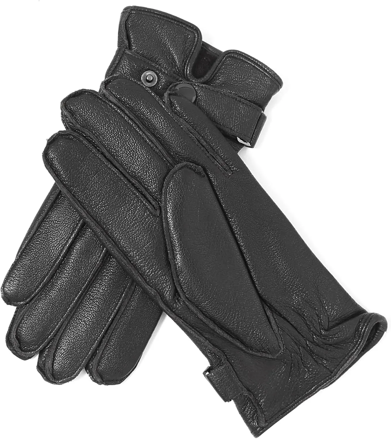 YISEVEN Winter Men's Warm Genuine Lambskin Leather Gloves Skin Tight with Button