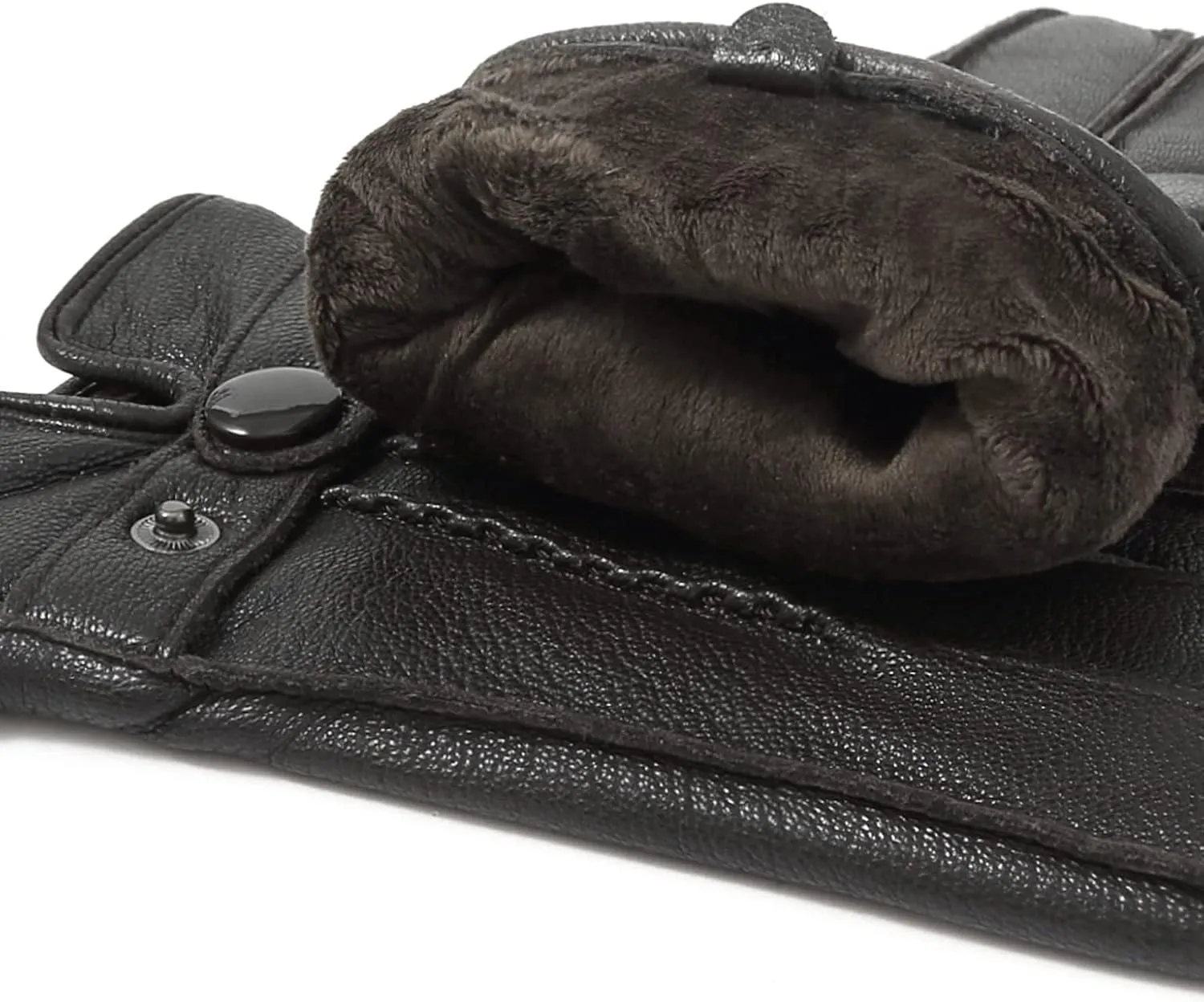 YISEVEN Winter Men's Warm Genuine Lambskin Leather Gloves Skin Tight with Button