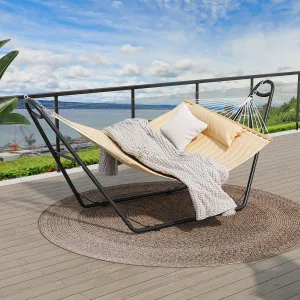 YITAHOME Hammock with Stand Included Hammock Heavy Duty Hammocks Waterproof Portable Hammock with Pillow Storage Bags 450lbs for Outdoors, Backyard, Beige