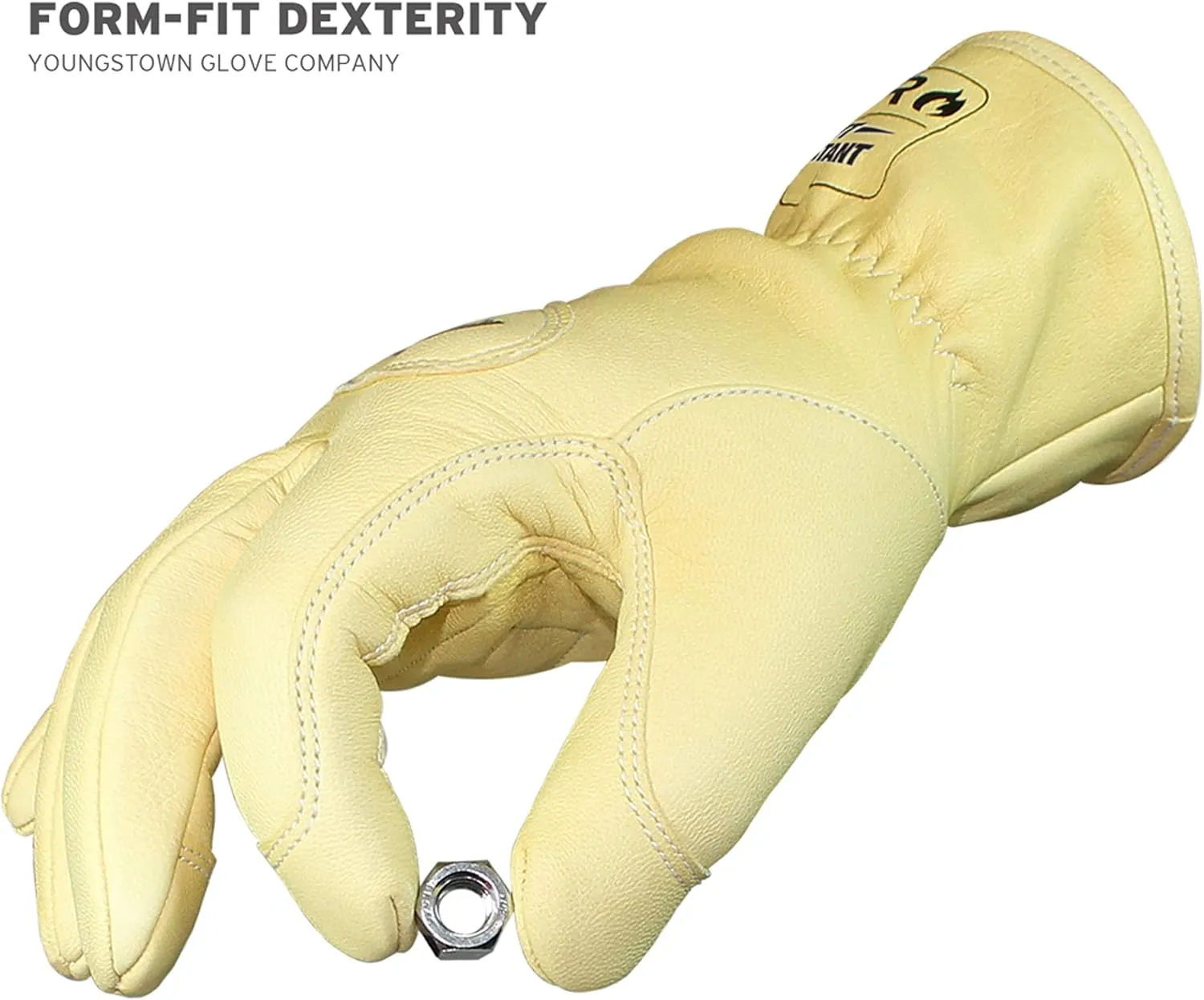 Youngstown Glove Leather Ground Utility Gloves for Men - Kevlar Lined - Cut, Puncture, Flame Resistant, Arc Rated, - Tan, Small