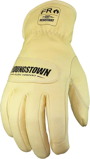 Youngstown Glove Leather Ground Utility Gloves for Men - Kevlar Lined - Cut, Puncture, Flame Resistant, Arc Rated, - Tan, Small