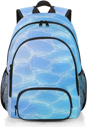 Yzrwebo Sea Water Ripple Laptop iPad Tablet Travel Backpack Casual Daypack, Ripple Pattern Lightweight Adjustable Shoulder Straps with Multiple Pockets Backpack for Women Men Gifts