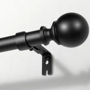 Zeerobee Curtain Rods for Windows 48 to 84, Adjustable Heavy Duty Wrap Around 1 Inch Curtain Rod, Outdoor Indoor Room Divider Modern Drapery Pole, Black, 32-86"