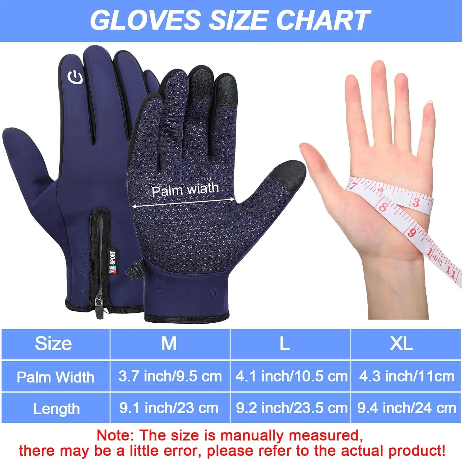 Zhanmai 3 Pairs Winter Warm Gloves Touch Screen Ski Gloves Anti Slip Windproof Thermal for Men Women Running Hiking