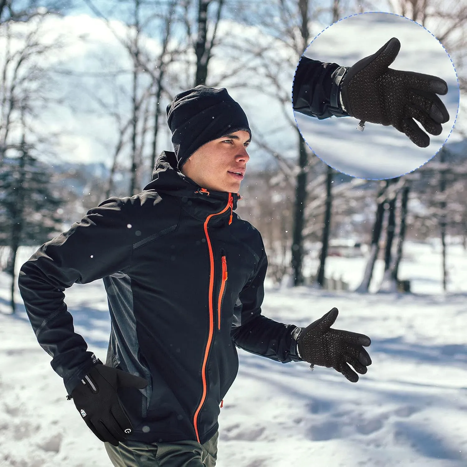 Zhanmai 3 Pairs Winter Warm Gloves Touch Screen Ski Gloves Anti Slip Windproof Thermal for Men Women Running Hiking