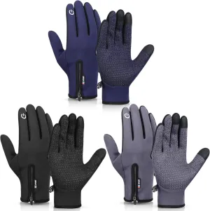 Zhanmai 3 Pairs Winter Warm Gloves Touch Screen Ski Gloves Anti Slip Windproof Thermal for Men Women Running Hiking