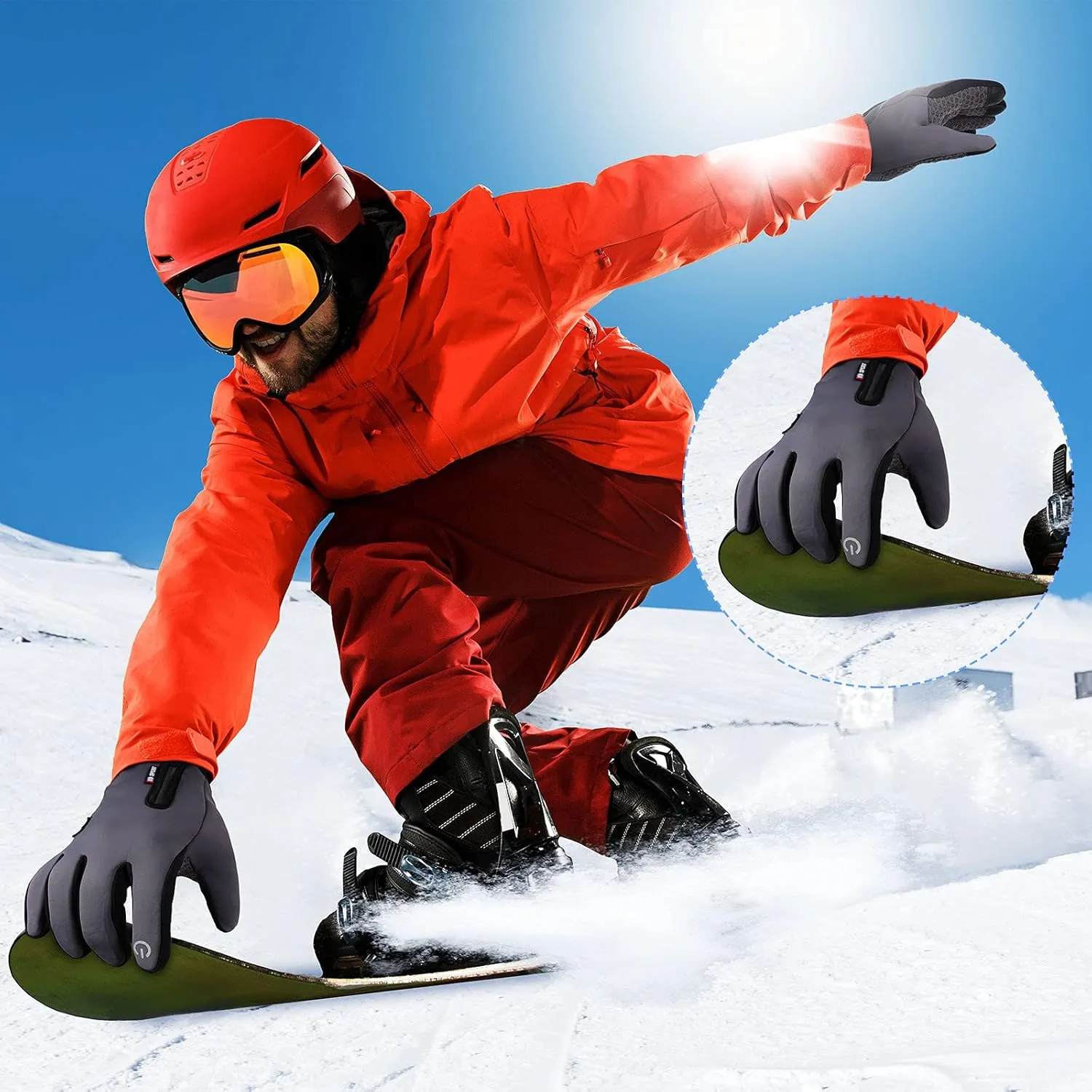 Zhanmai 3 Pairs Winter Warm Gloves Touch Screen Ski Gloves Anti Slip Windproof Thermal for Men Women Running Hiking