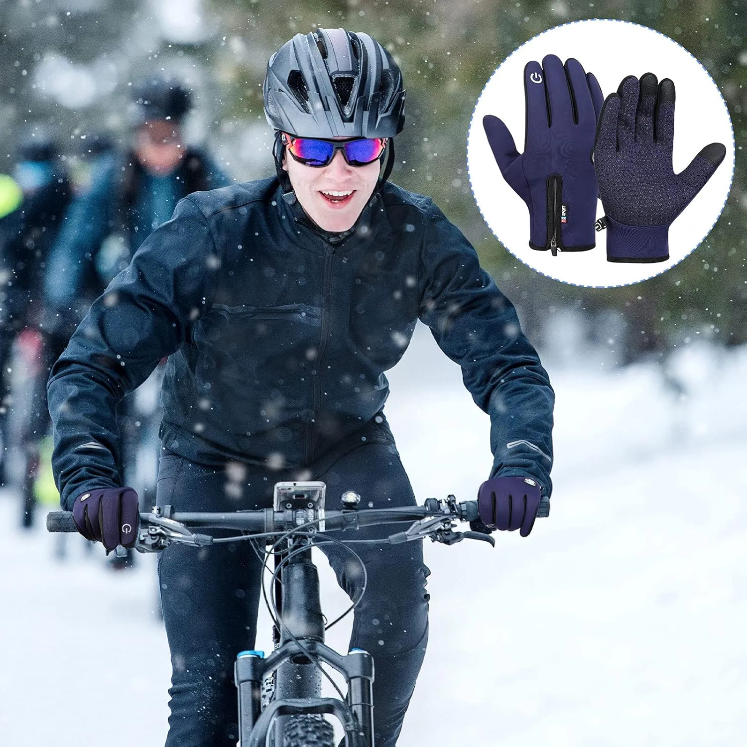 Zhanmai 3 Pairs Winter Warm Gloves Touch Screen Ski Gloves Anti Slip Windproof Thermal for Men Women Running Hiking