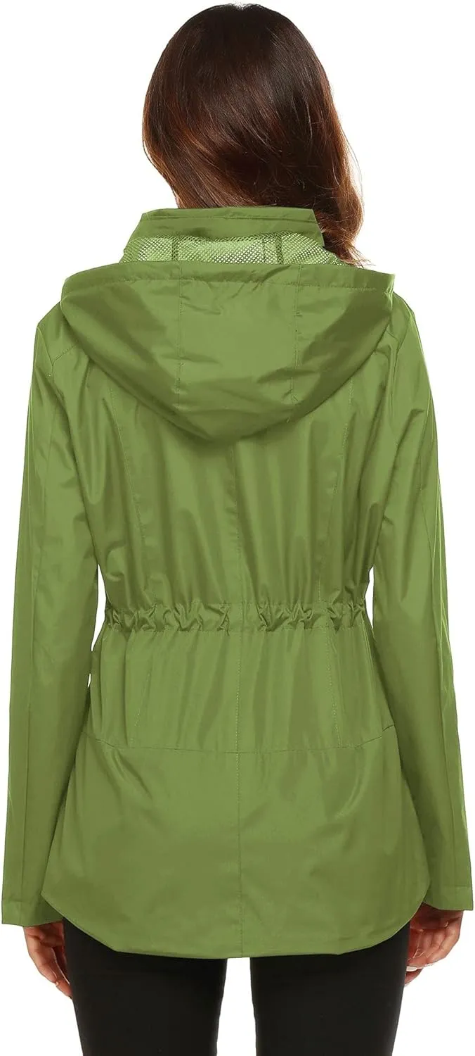 ZHENWEI Rain Jacket Women Waterproof with Lined Raincoat Outdoor Active Travel Hiking