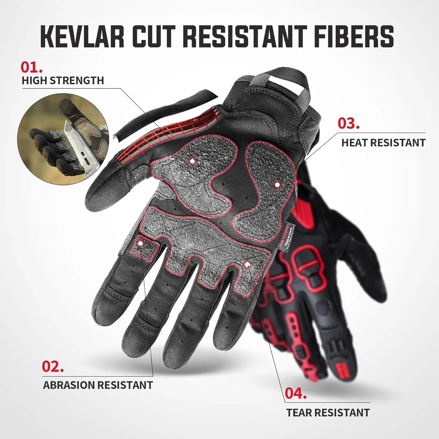ZUNE LOTOO Touchscreen Tactical Gloves Men with Kevlar-Lined & TPR Impact Protection for Motorcycle Paintball Airsoft Range Work（ZAG6