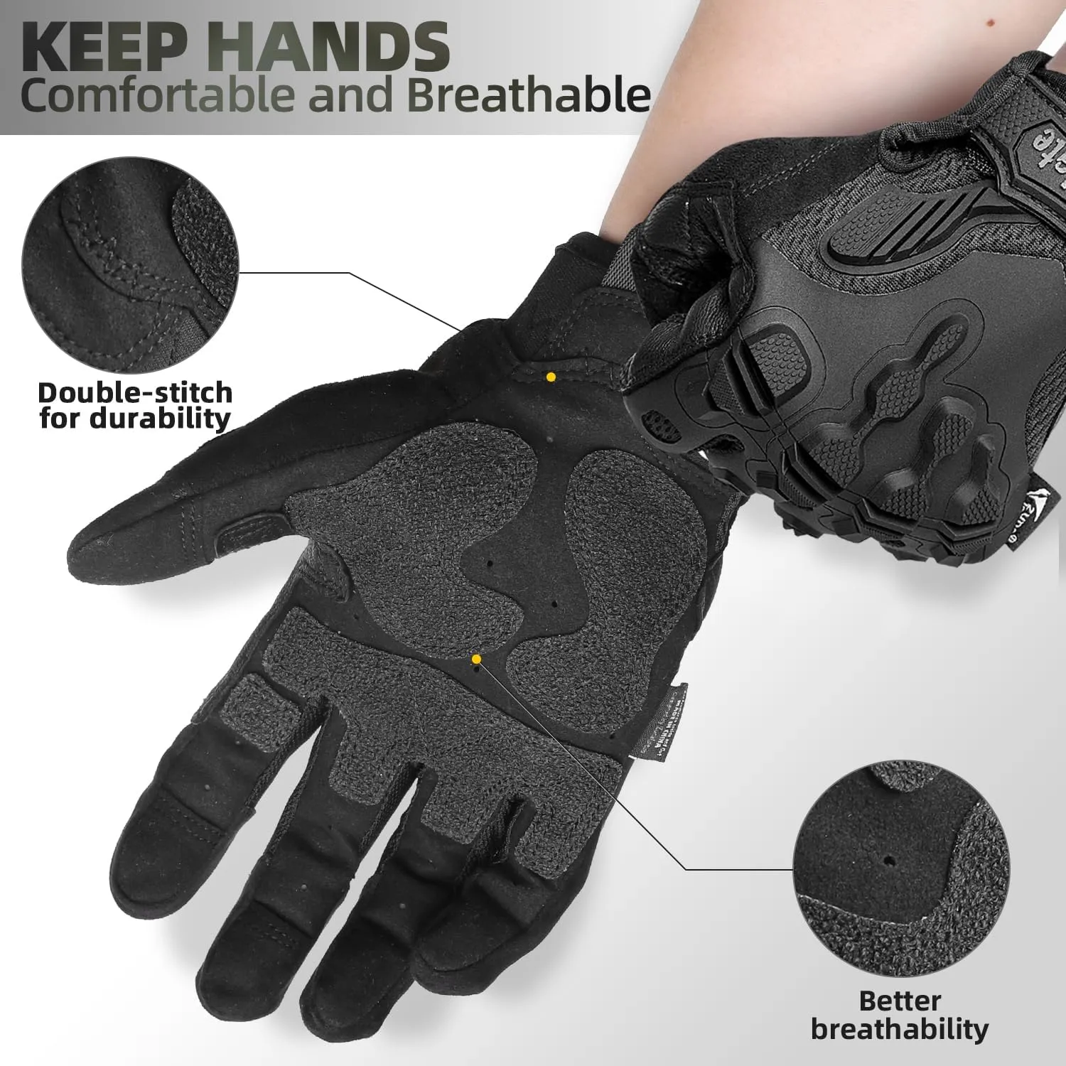 ZUNE LOTOO Touchscreen Tactical Gloves Men with Kevlar-Lined & TPR Impact Protection for Motorcycle Paintball Airsoft Range Work（ZAG6