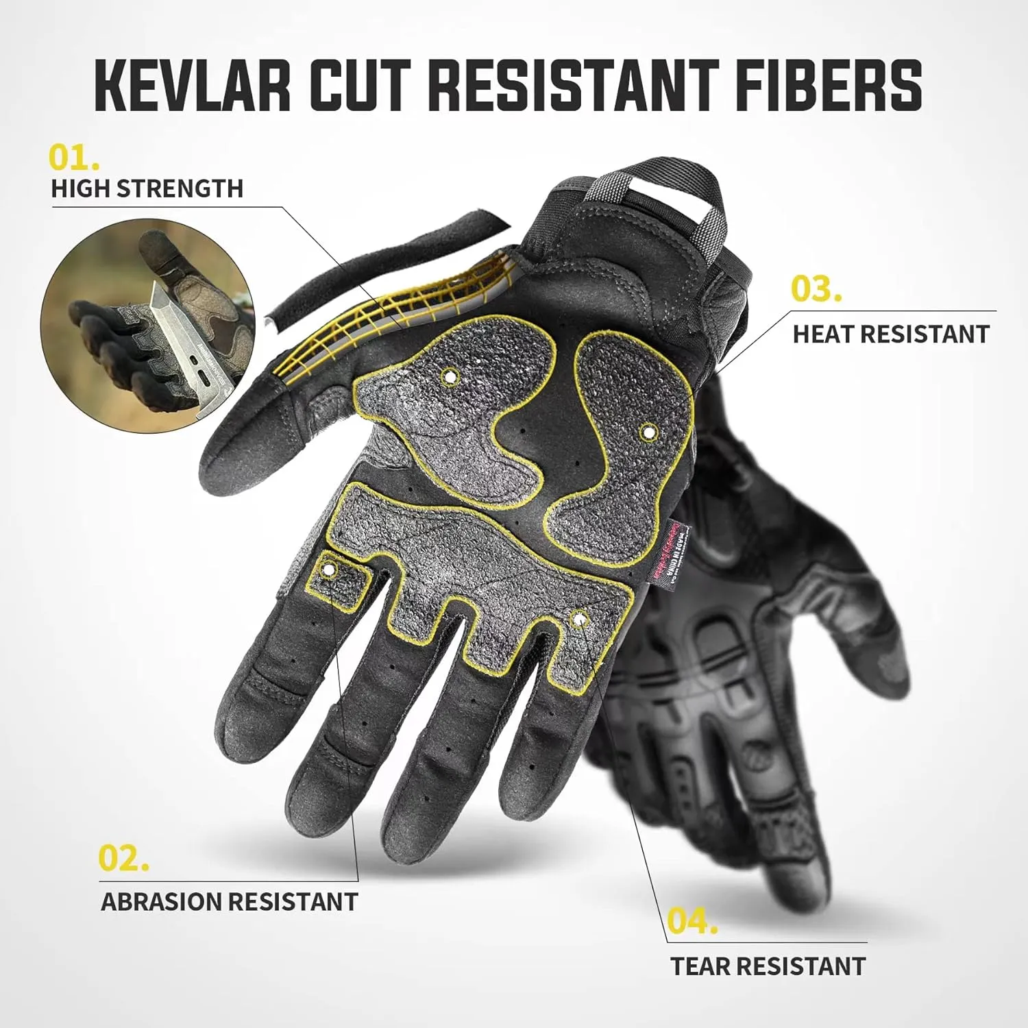 ZUNE LOTOO Touchscreen Tactical Gloves Men with Kevlar-Lined & TPR Impact Protection for Motorcycle Paintball Airsoft Range Work（ZAG6