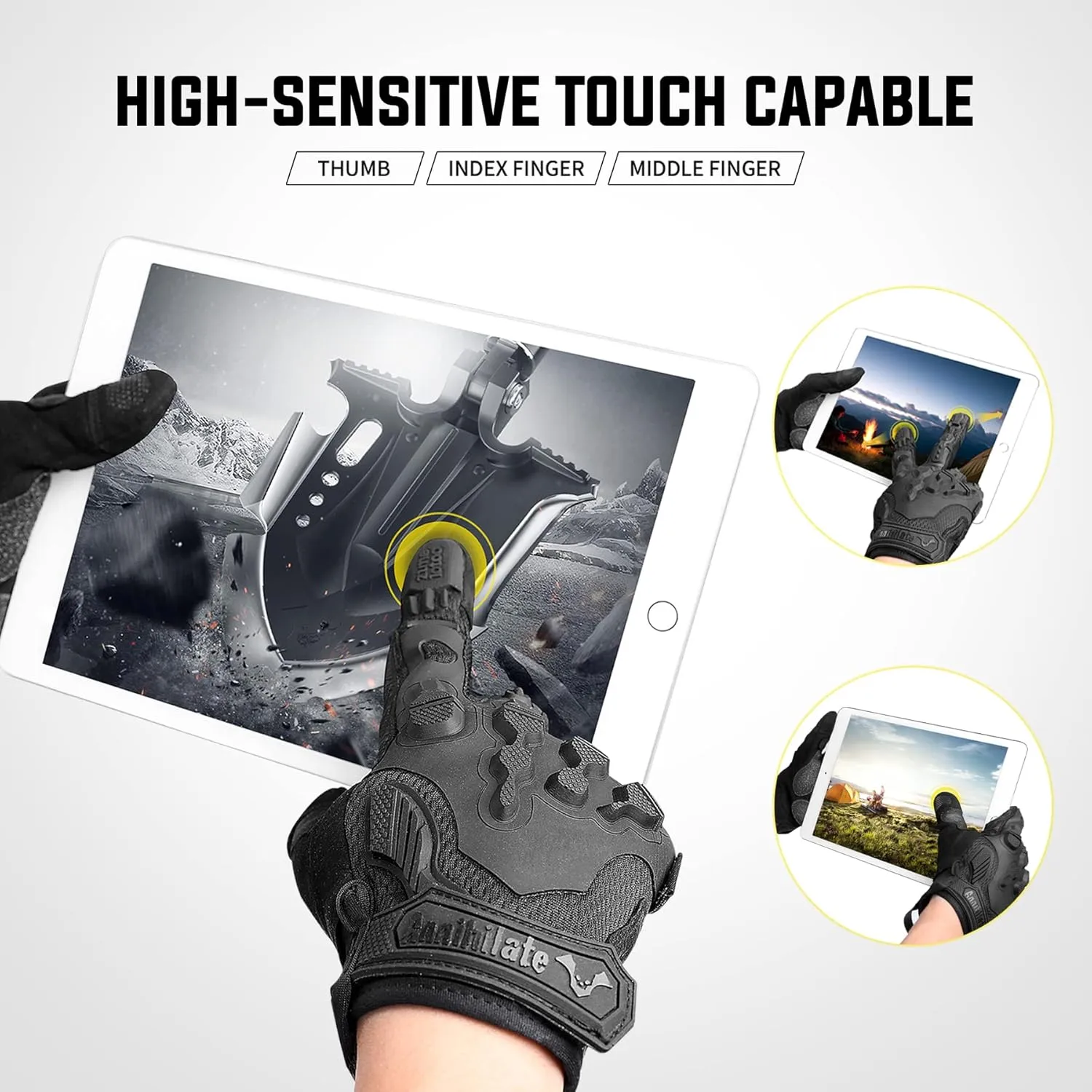 ZUNE LOTOO Touchscreen Tactical Gloves Men with Kevlar-Lined & TPR Impact Protection for Motorcycle Paintball Airsoft Range Work（ZAG6