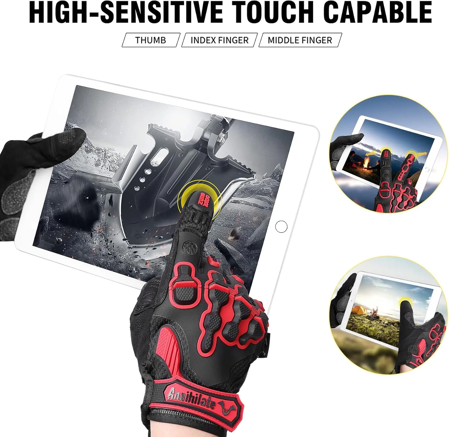 ZUNE LOTOO Touchscreen Tactical Gloves Men with Kevlar-Lined & TPR Impact Protection for Motorcycle Paintball Airsoft Range Work（ZAG6